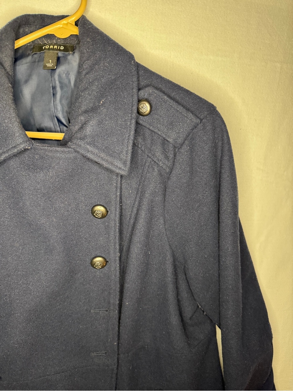 Torrid Women's Navy Wool Blend Peacoat